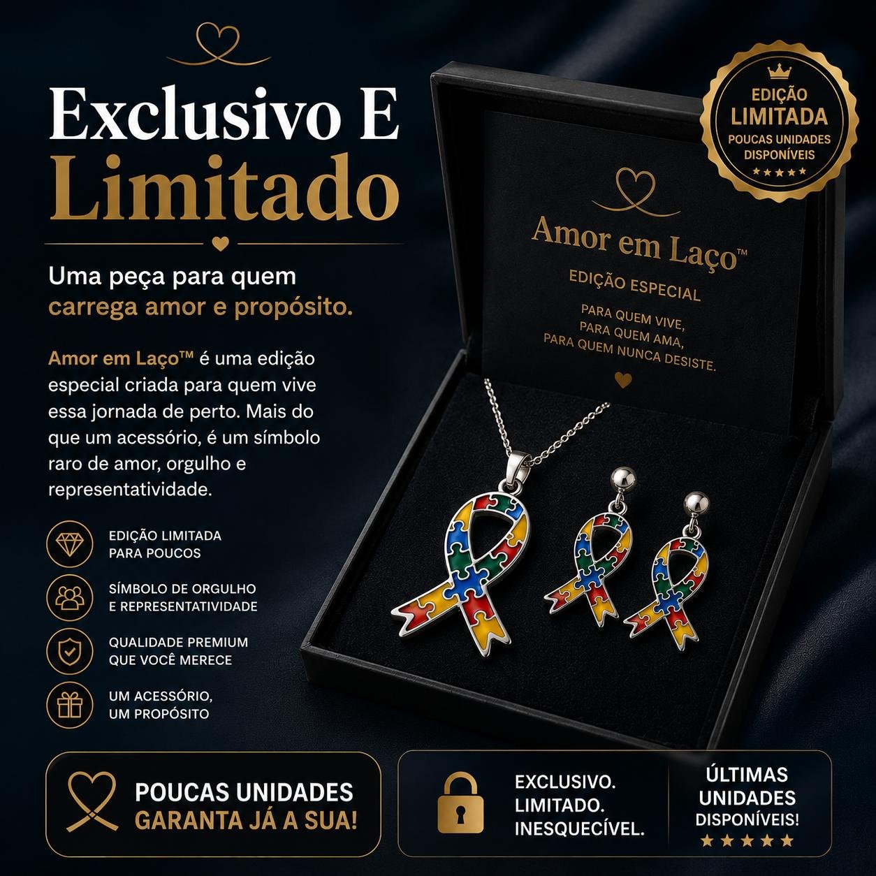 Colar e Brincos Laço do Autismo em Aço Inox | Amor em Laço - Imagem 8