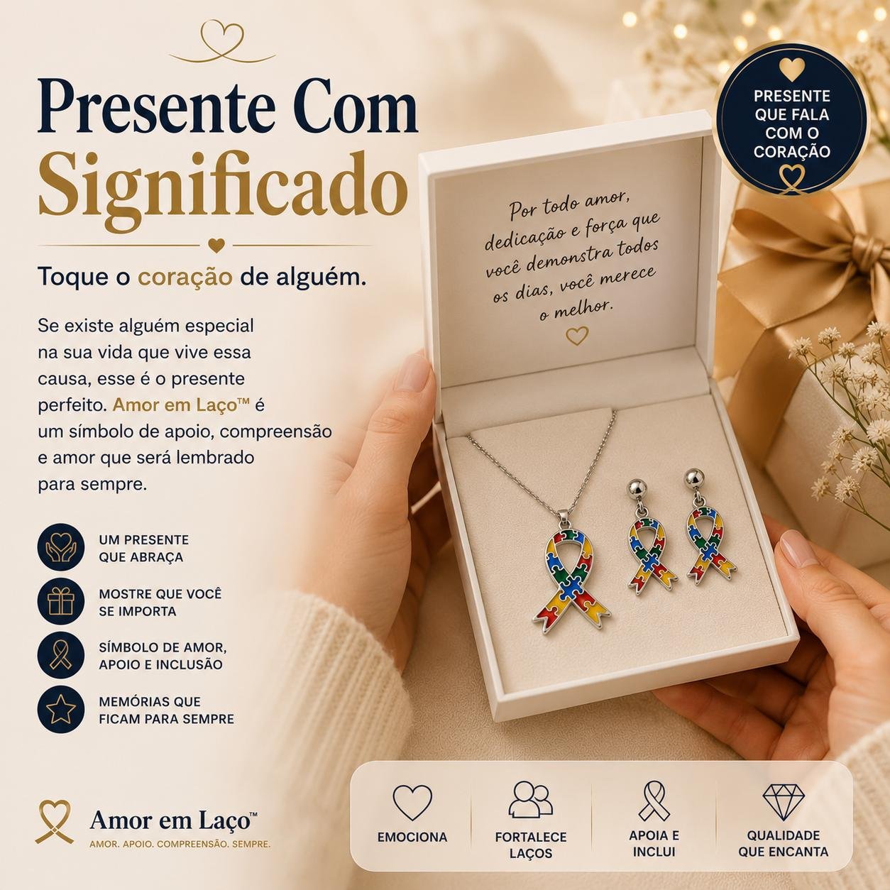 Colar e Brincos Laço do Autismo em Aço Inox | Amor em Laço - Imagem 7